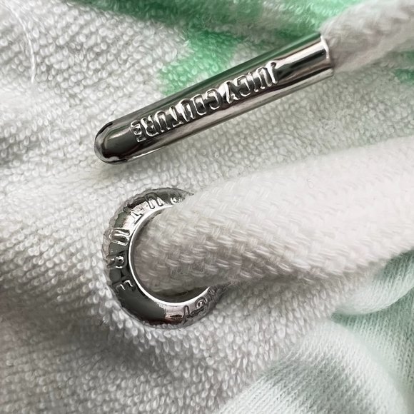 NEW Juicy Couture Hooded Sleeveless White Romper, Surf Green Palm Print, Size L - Picture 12 of 16